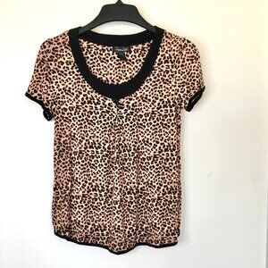 Reva Rofe Sleepwear Women's Cheetah print Rayon Tops short sleeve  Blouses, S